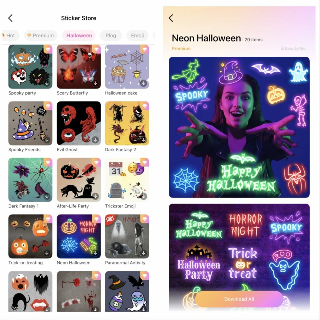 halloween stickers from BeautyPlus