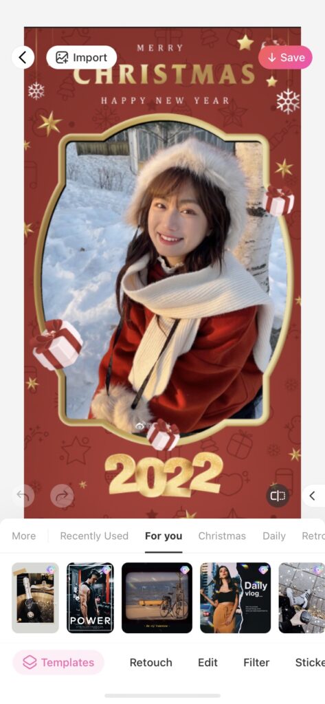 Christmas templates from BeautyPlus