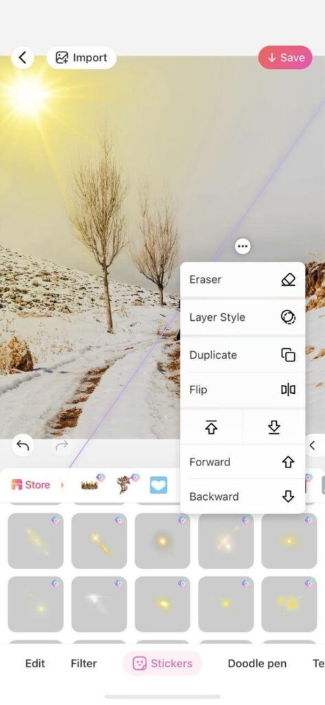 add sticker to sunny bg photo
