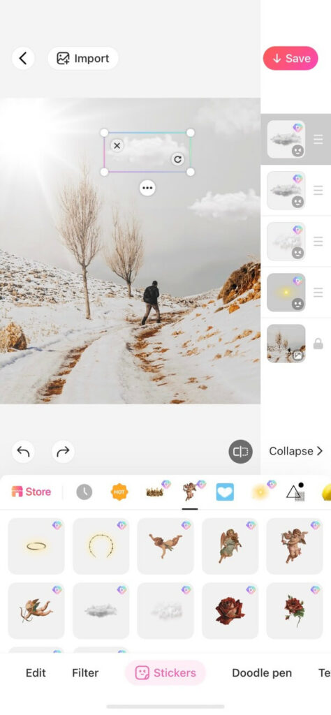add clouds sticker to photo