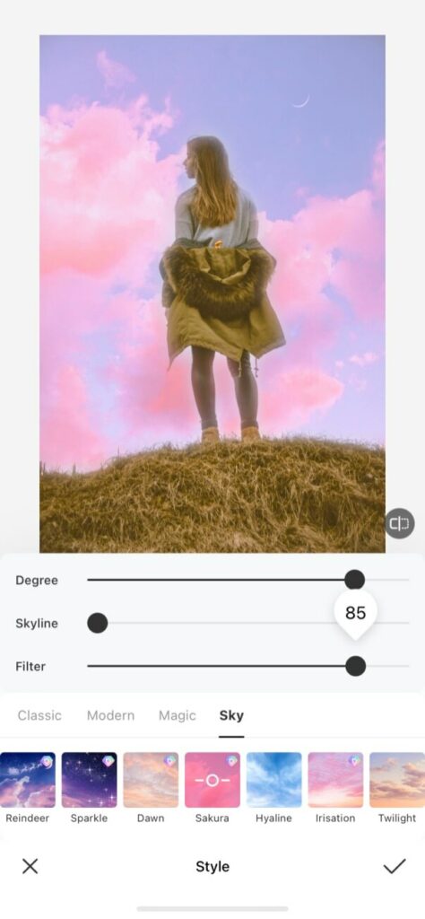 BeautyPlus Fantastic Sky Sakura filter