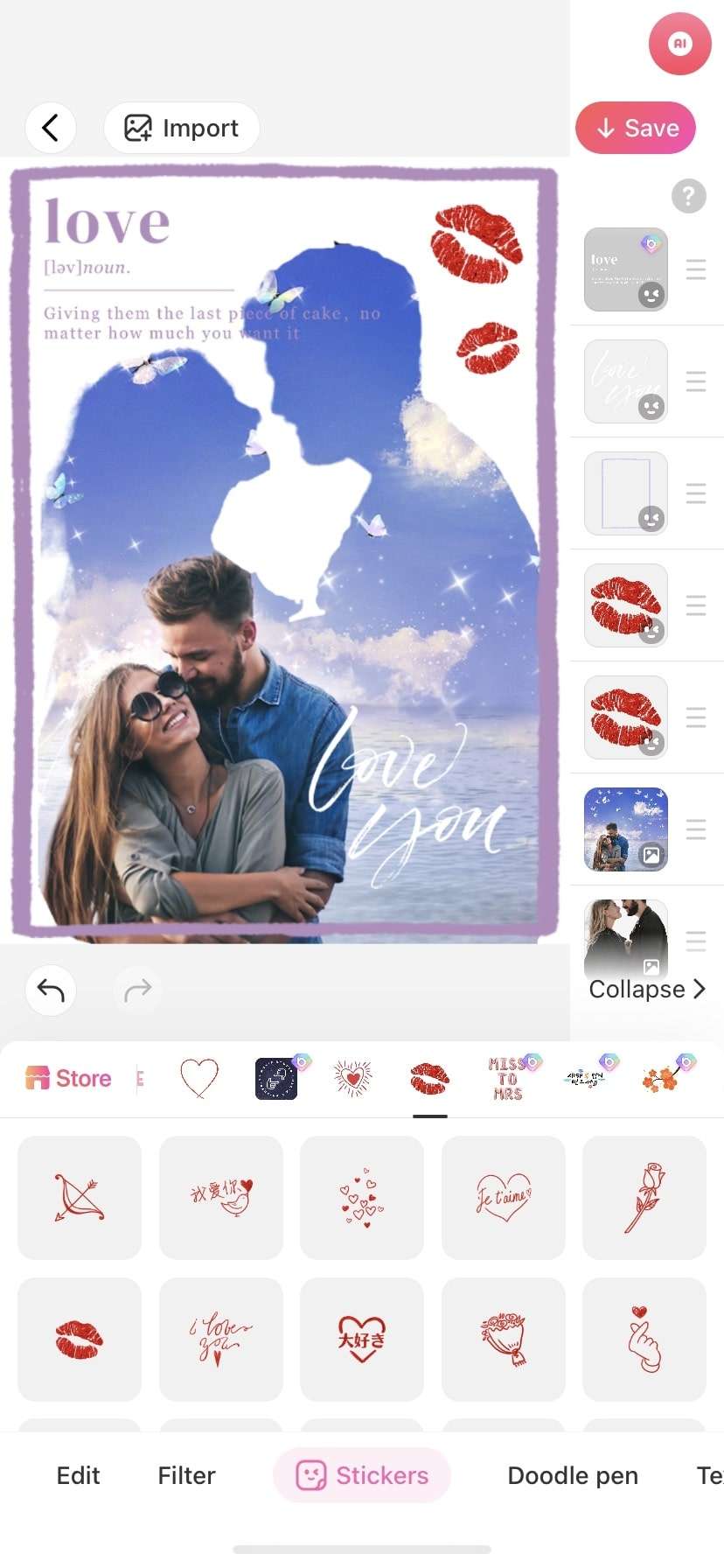BeautyPlus Valentine Day photo edit tutorial