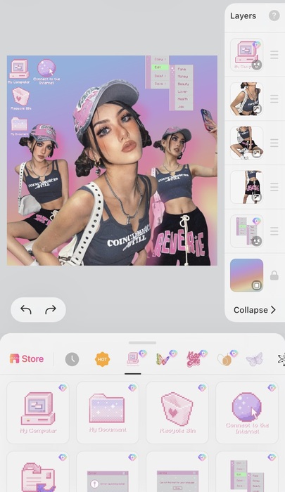 Y2K aesthetic editing with BeautyPlus app