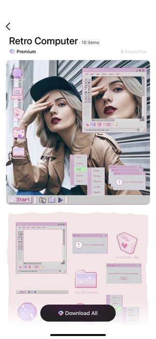 Y2K aesthetic editing with BeautyPlus app