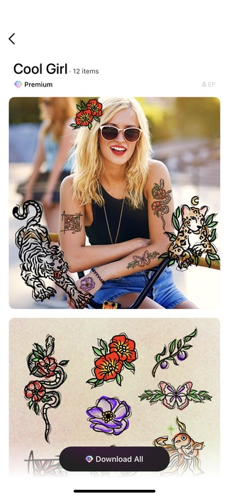 tattoo stickers from BeautyPlus app1