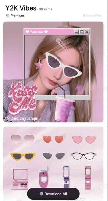 Pink Glasses Stickers in BeautyPlus