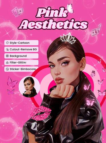 Pink Lip Stickers in BeautyPlus