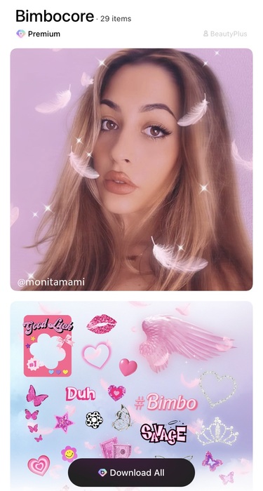 Pink Heart Stickers in BeautyPlus