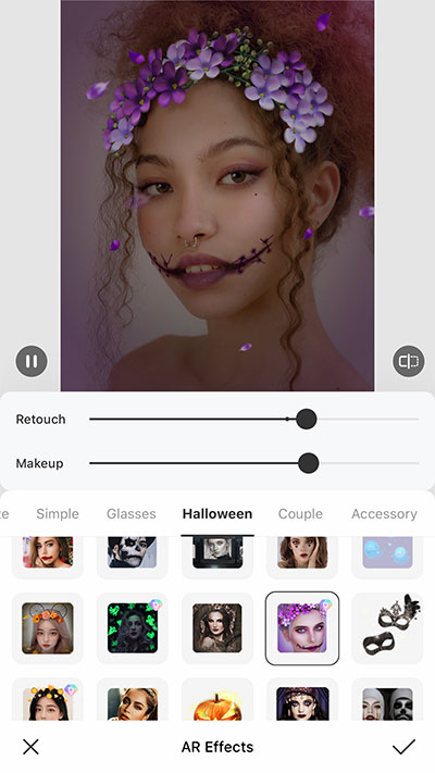 halloween makeup in BeautyPlus