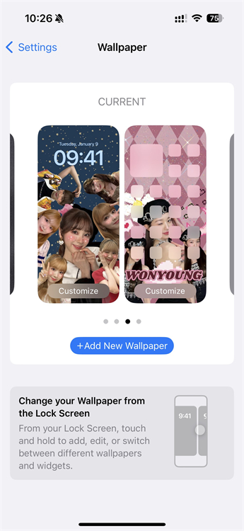 iPhone wallpaper setting interface