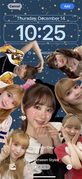 iPhone lock screen with idol portraits