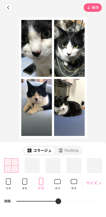 「9:16」のサイズを選択する