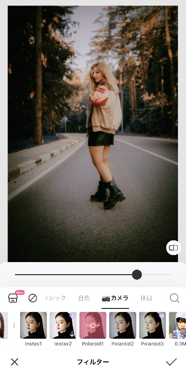 ➂フィルターの「Polaroid1」を選ぶ