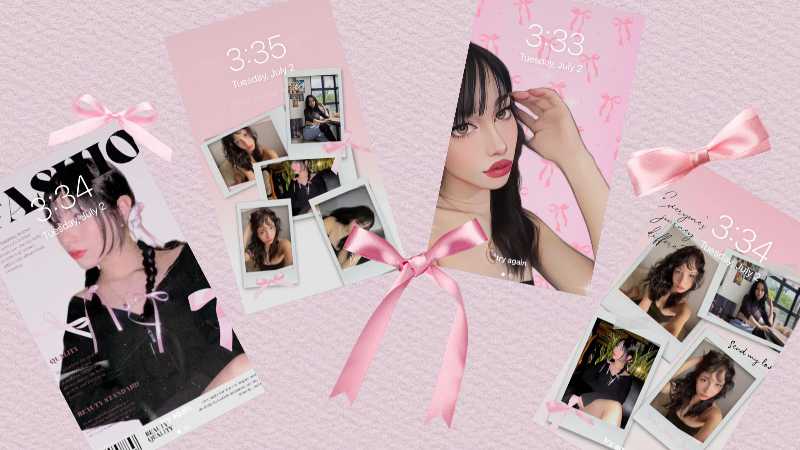 2 วิธีในการรับวอลเปเปอร์ความงาม Coquette โดยใช้กรอบโพลารอยด์