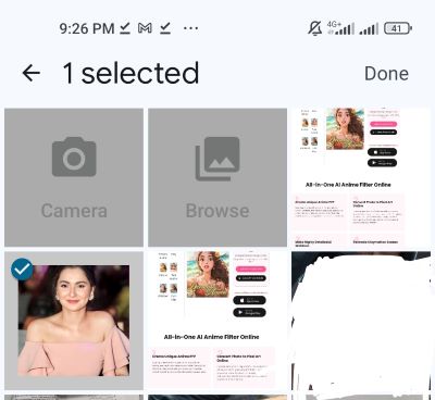 Beauty Plus' AI Anime Generator step 2