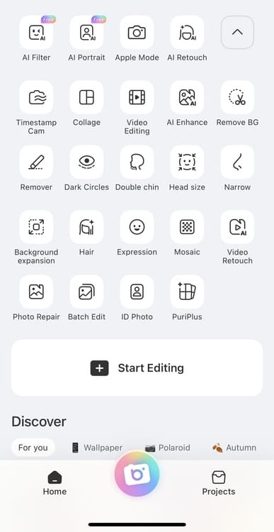 BeautyPlus photo ID step 1