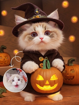 ai pet portrait-halloween-cat
