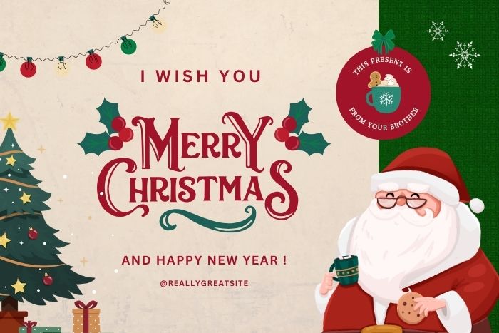 christmas cards-Red And Green Illustrated Merry Christmas Card