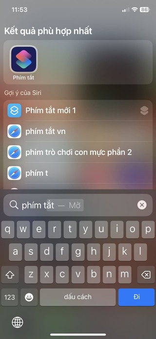 Mở ứng dụng Phím tắt