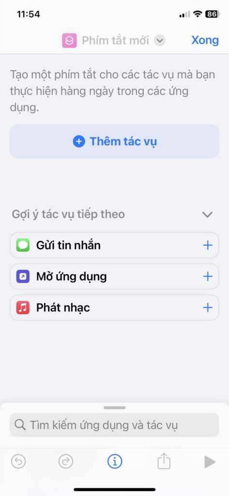Tạo một phím tắt mới 2