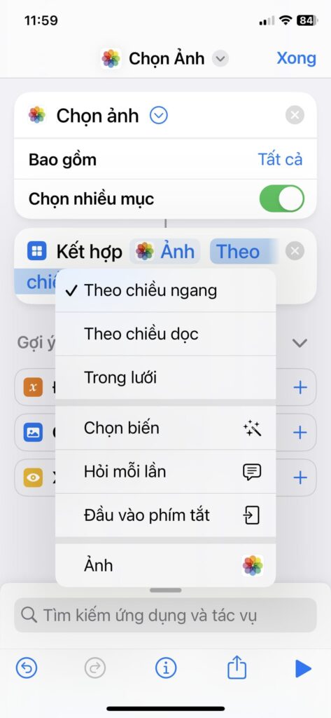 Chọn cách sắp xếp ảnh sau ghép 1
