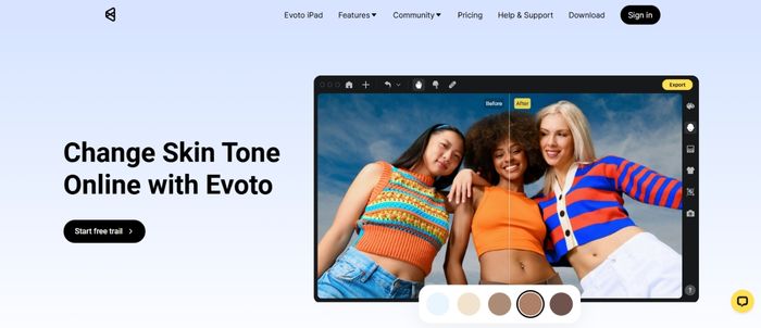 skin color changer-Evoto.ai