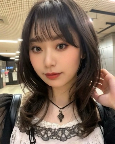 丸顔 垢抜け 髪型- black dress