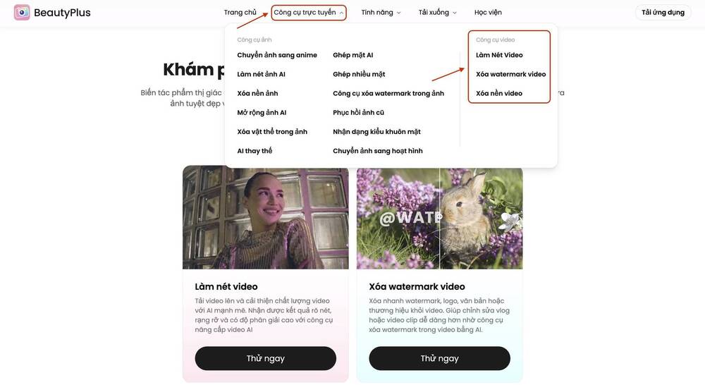 BeautyPlus Online-Giao diện phần mềm chỉnh sửa video BeautyPlus Online