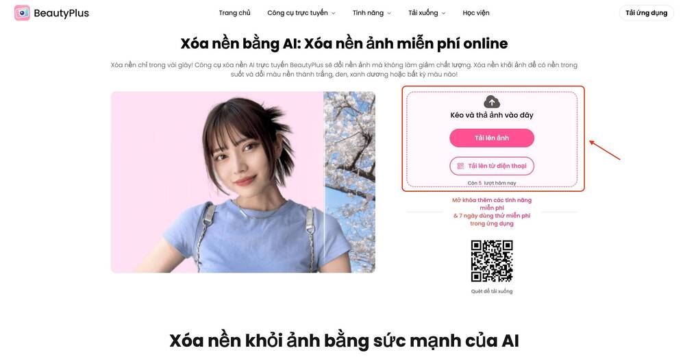 BeautyPlus Online-tách nền-trang chủ