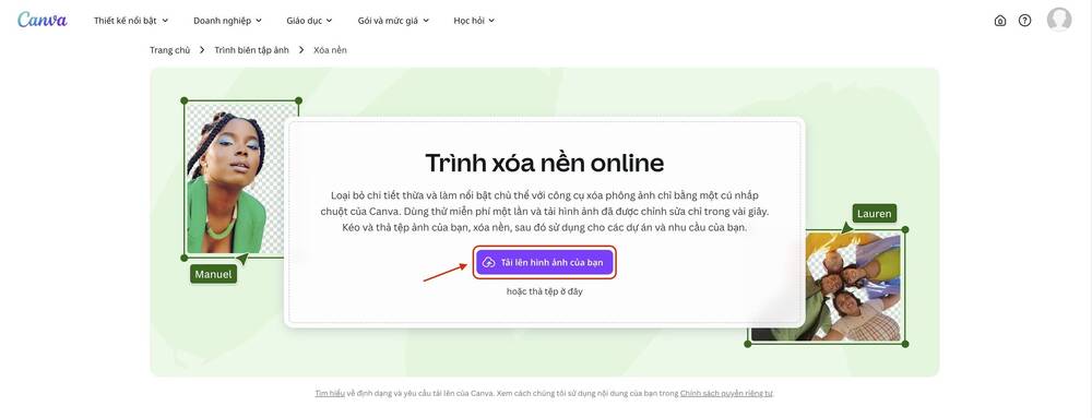 Canva Online-tách nền-trang chủ
