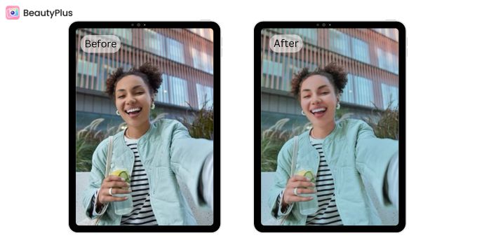 DIY Photography Lighting - BeautyPlus App - Before and After