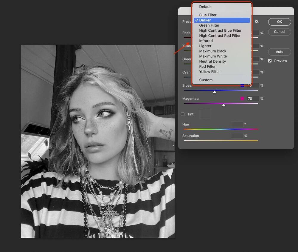 Photoshop-Các bộ lọc màu đen trắng trên Photoshop