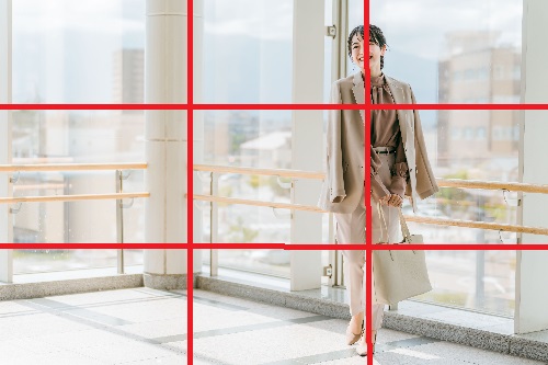 人物だけでなく背景も活かしたいなら「三分割構図」