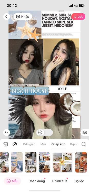 BeautyPlus-Sử dụng các mẫu ghép ảnh đặc biệt-Đổi mẫu ghép ảnh-2