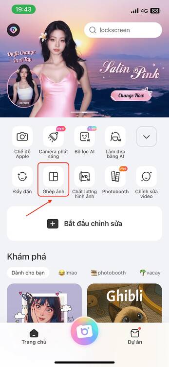BeautyPlus-Sử dụng tính năng ghép ảnh cơ bản-Giao diện app