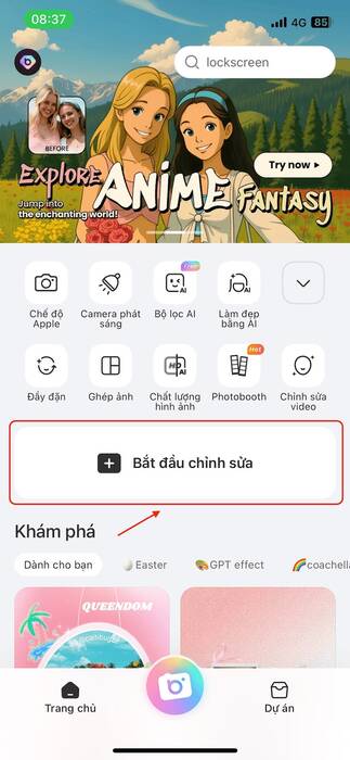 Giao diện app BeautyPLus