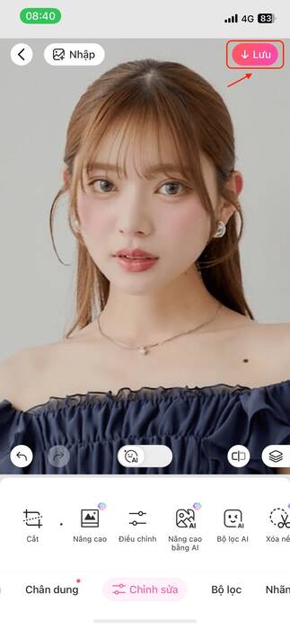 Lưu ảnh sau khi cắt