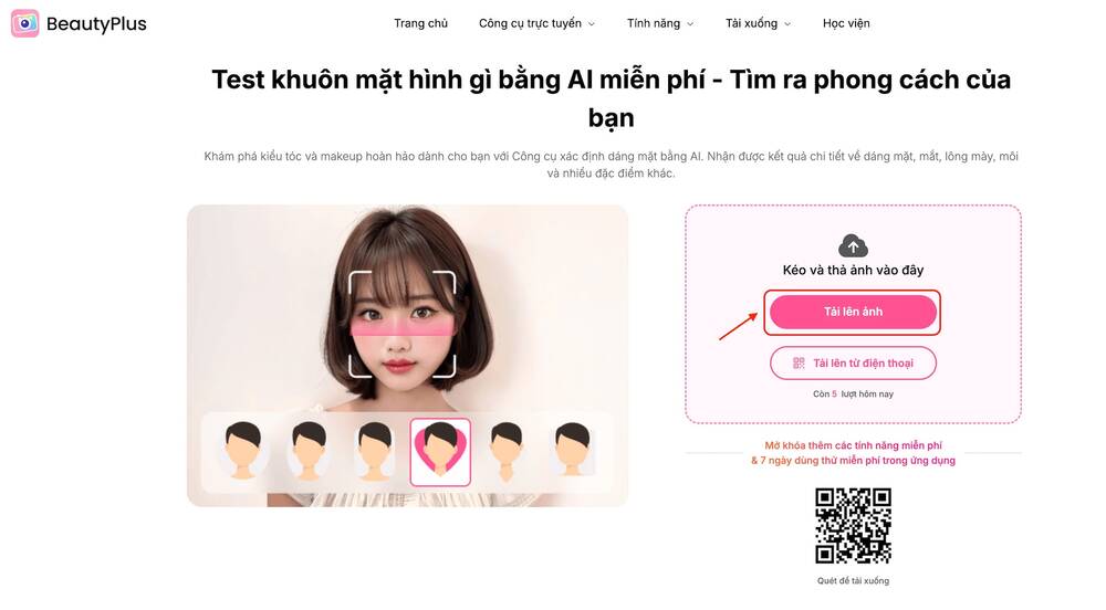 Xác định khuôn mặt online với BeautyPlus