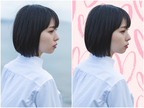 画像の背景を透過して別の画像にする機能