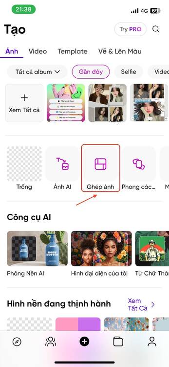 PicsArt- cách ghép ảnh-Các mẫu ghép ảnh có sẵn
