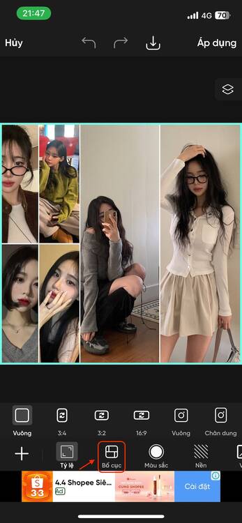 PicsArt- cách ghép ảnh-Chọn bố cục ghép ảnh-1