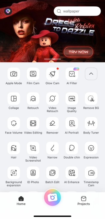 BeautyPlus app action figure step 1