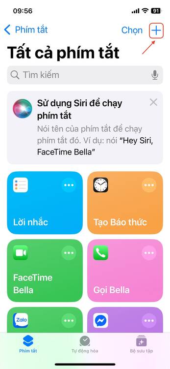 iPhone-cách ghép ảnh-Tạo phím tắt mới-step 1