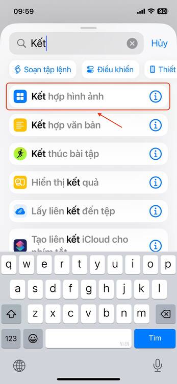 iPhone-cách ghép ảnh-Thêm lệnh kết hợp hình ảnh-step 1