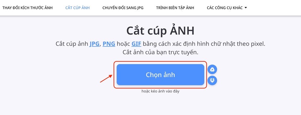 Chọn ảnh muốn cắt