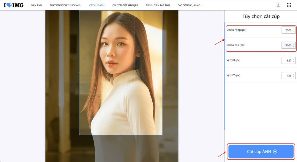 Cắt ảnh 4x6 với trang web iLoveIMG