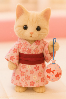 シルバニア風のペット画像-きもの