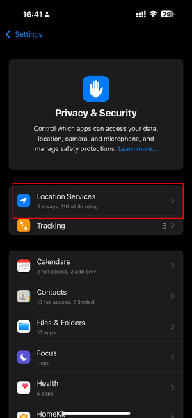 Iphone Select location services