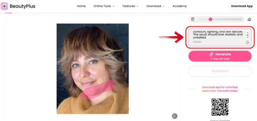 app to remove double chin-writing prompt