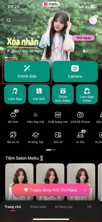 cách chỉnh ảnh nhắm mắt trên điện thoại-Giao diện app Meitu
